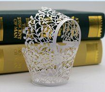 Cupcake Wrappers White Shimmering Decorative Vine Lace Liner for Weddings Party Birthday or any Special Event... N2