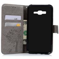 J7 Case,Samsung Galaxy J7 Case (2015 Version) - Wallet Embossed Butterflies Tree Premuim PU Leather Soft TPU Inner... N5