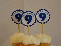 All About Details Shimmer Blue 9th Birthday Cupcake Toppers, Set of 12