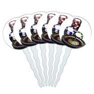Set of 6 Cupcake Picks Toppers Decoration Gambling Track Cards Poker - Horse Racing Race Jockey N6