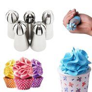 Bestgoo 5 PCS Russian Icing Piping Nozzles Tips Set, Sphere Ball Russian Tips Stainless Steel, Pastry Cake Fondant...