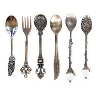 Awakingdemi 6pcs/Set Kitchen Dining Bar Nostalgic Vintage Royal Style Metal Carved Coffee Spoons and Fork for... N7