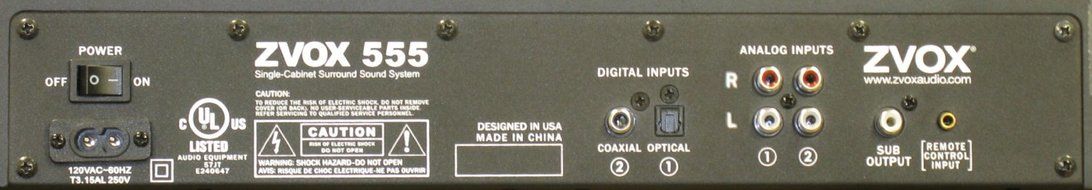 ZVOX 555 Low-Profile Single-Cabinet Surround Sound System with Optical and Coaxial Digital Inputs N3