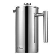 French Press, X-Chef Double Wall Stainless Steel Coffee Maker Camping French Press, (34oz,1L) Shatterproof Good... N2