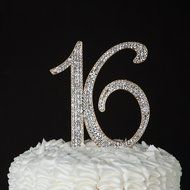 16 Cake Topper 16th Birthday Party Supplies Crystal Rhinestone Decoration (Gold) N4