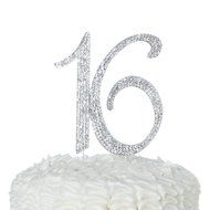 16 Cake Topper 16th Birthday Party Supplies Crystal Rhinestone Decoration (Gold) N6