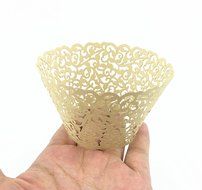 Yansanido 12 set pink Filigree Artistic Bake Little Vine Lace Laser Cut Cupcake Wrapper Cup Muffin Case Trays... N37
