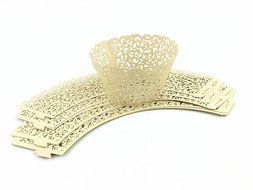 Yansanido 12 set pink Filigree Artistic Bake Little Vine Lace Laser Cut Cupcake Wrapper Cup Muffin Case Trays... N38