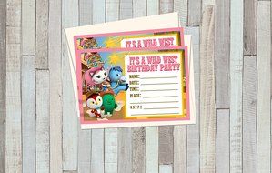 12 SHERIFF CALLIE Birthday Invitations (12 5x7in Cards, 12 matching white envelopes)