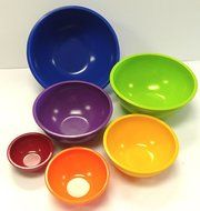 Set of 6 Gourmet Home Products Brand Bold Colored Nesting Mixing Bowls in 6 Different Sizes N6