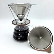 Portable Reusable Stainless Steel V-type Cup Cone Coffee Filters Drip Coffee Maker Tool N2