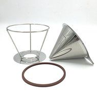 Portable Reusable Stainless Steel V-type Cup Cone Coffee Filters Drip Coffee Maker Tool N3