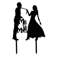 Ecape Sweet Heart Wedding Cake Topper Bride and Groom Bridal Cake Toppers Couple Cake Toppers with Art Words Mr... N8