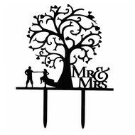 Ecape Sweet Heart Wedding Cake Topper Bride and Groom Bridal Cake Toppers Couple Cake Toppers with Art Words Mr... N9