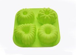 New 4-Cavity Silicone Mini Bundt Cake Pudding Jello Moulds Pan Cupcake Bakeware Silicone Cake Baking Molds (Color...