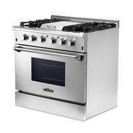 Anself THOR KITCHEN Stainless Steel Dual Fuel Range Professional Free Standing Gas Range, 4 Burners, 5.2 Cu. Ft... N3