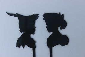 Meijiafei Wedding Cake Topper -Little Pan and Girl Silhouettes Cake Decoration