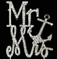 Lulu Sparkles LLC Crystal Rhinestone Nautical Mr &amp; Mrs Anchor Wedding Cake Topper Cake Decoration Bling Keepsake
