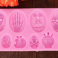 Bluelover 3D Halloween Skull Silicone Cake Mold Fondant Cake Decorating Mold N6