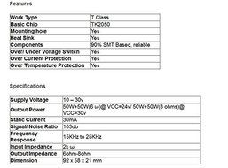 DC12V 24V Dual Channel TK2050 Class T HIFI Stereo Audio Amplifier Board N4