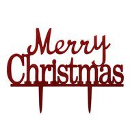 Plastic Red Pick Merry Christmas Cake Topper Xmas Decorations N4