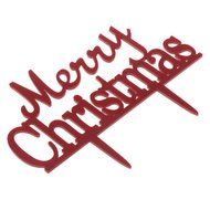 Plastic Red Pick Merry Christmas Cake Topper Xmas Decorations N5