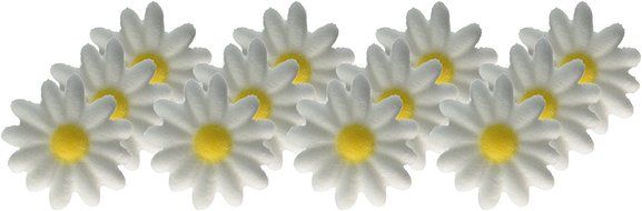 Lucks Dec-Ons Molded Sugar/Cup-Cake Topper, Medium White Daisies, 1.125 Inch, 12 Count