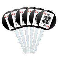 Set of 6 Cupcake Picks Toppers Decoration Gambling Track Cards Poker - Horse Racing Race Jockey N8