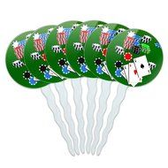 Set of 6 Cupcake Picks Toppers Decoration Gambling Track Cards Poker - Horse Racing Race Jockey N10