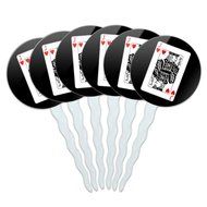 Set of 6 Cupcake Picks Toppers Decoration Gambling Track Cards Poker - Horse Racing Race Jockey N12