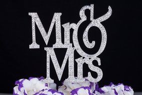 LOVENJOY Gift Box Pack Silver Bling Crystal Rhinestone Mr and Mrs Monogram Wedding Engagement Metal Cake Topper...