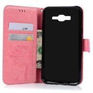 J7 Case,Samsung Galaxy J7 Case (2015 Version) - Wallet Embossed Butterflies Tree Premuim PU Leather Soft TPU Inner... N10