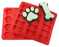 HUAL 2-Pack Food Grade Silicone Dog Paw and Bone Baking Molds
