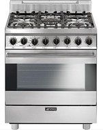 Smeg C30GGXU1 30" Free Standing Gas Range with 5 Gas Burners and 3 Cooking Modes, Stainless Steel