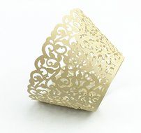 Yansanido 12 set pink Filigree Artistic Bake Little Vine Lace Laser Cut Cupcake Wrapper Cup Muffin Case Trays... N40