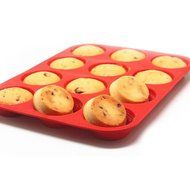 Homga Silicone Muffin Pan,12-Cup Muffin Trays Red Silicone Cupcake Baking Pans / Non stick / Dishwasher - Microwave...