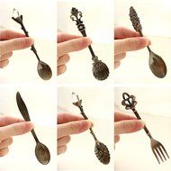 Awakingdemi 6pcs/Set Kitchen Dining Bar Nostalgic Vintage Royal Style Metal Carved Coffee Spoons and Fork for... N8