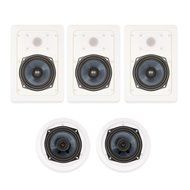 Blue Octave BH-525 In Wall and In Ceiling Speakers Home Theater Surround Sound 5 Speaker Set