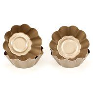 Ezeso 4Pcs Nonstick Ripple Cast Aluminum Egg Tart Mold
