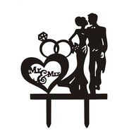 Ecape Sweet Heart Wedding Cake Topper Bride and Groom Bridal Cake Toppers Couple Cake Toppers with Art Words Mr... N10