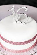 Sweet 16 Cake Topper - Premium Crystal Rhinestones - Monogram Number Sixteen - 16th Birthday Party Decoration... N2