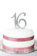 Sweet 16 Cake Topper - Premium Crystal Rhinestones - Monogram Number Sixteen - 16th Birthday Party Decoration... N3