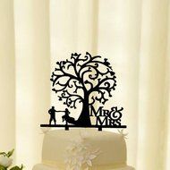 Ecape Sweet Heart Wedding Cake Topper Bride and Groom Bridal Cake Toppers Couple Cake Toppers with Art Words Mr... N12