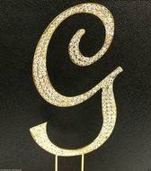 Crystal Rhinestone Covered Gold Monogram Wedding Cake Topper Letter G