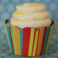 Retro Luau Flowers and Colorful Stripes, 36 Reversible Cupcake Wrappers, Confetti Couture Party Supplies N2