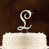 Letter L Rhinestone Crystal Cake Topper Silver, Numbers, Letters for Wedding, Birthday, Anniversary, Party. Shine... N33