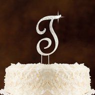 Letter L Rhinestone Crystal Cake Topper Silver, Numbers, Letters for Wedding, Birthday, Anniversary, Party. Shine... N35