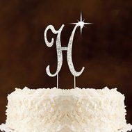 Letter L Rhinestone Crystal Cake Topper Silver, Numbers, Letters for Wedding, Birthday, Anniversary, Party. Shine... N37