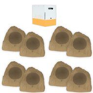Theater Solutions 8R8S Outdoor Sandstone 8&quot; Rock 8 Speaker Set with Wire for Yard Pool Spa Patio Garden