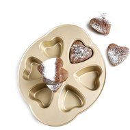 Forvel 6-Cup Non-Stick Metallic Sweet Heart Muffin Pan Mold Butter Cake Cookies Baking Tin N2